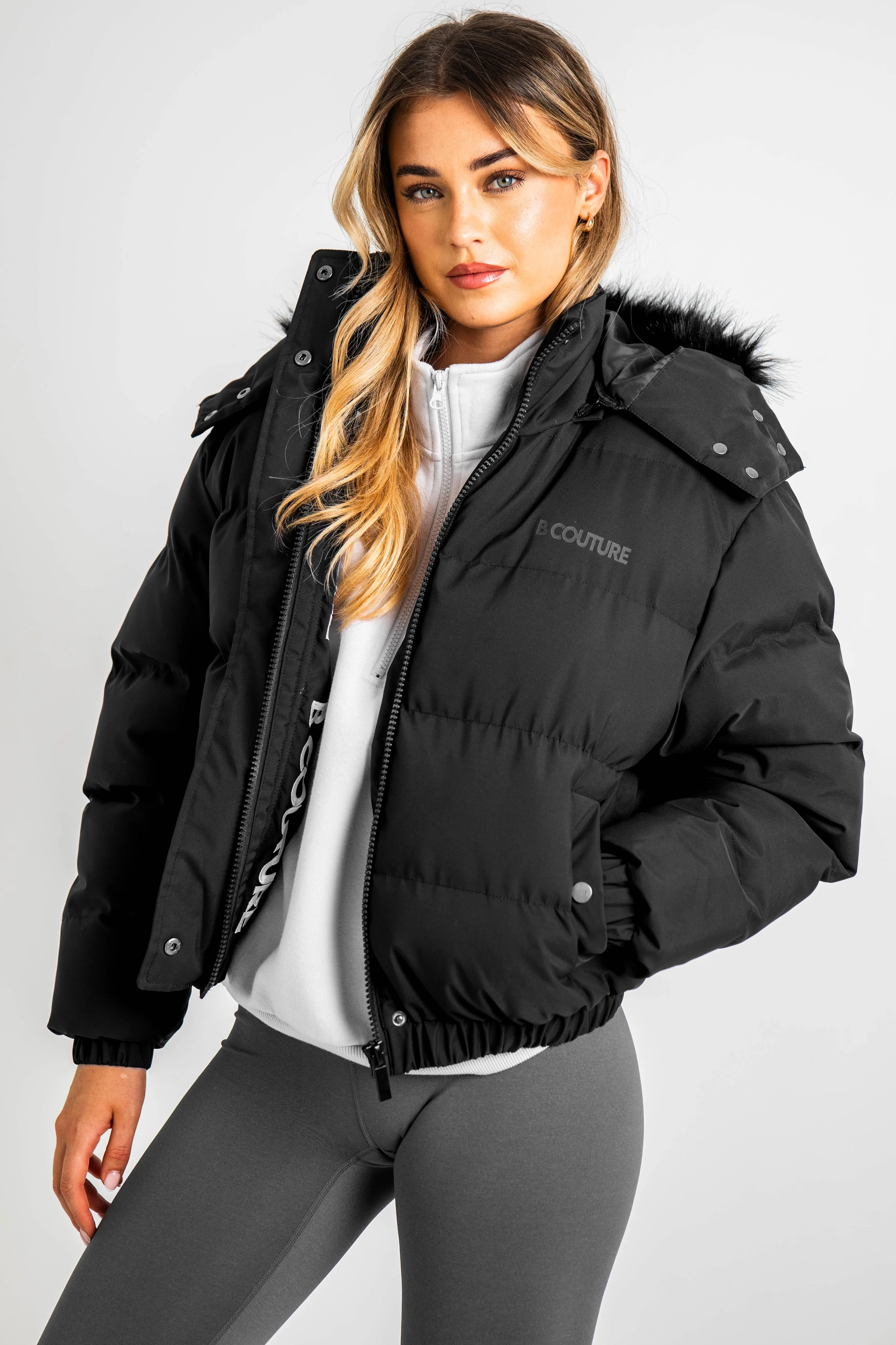 Ashby Cropped Puffer Jacket - Black - Image 3