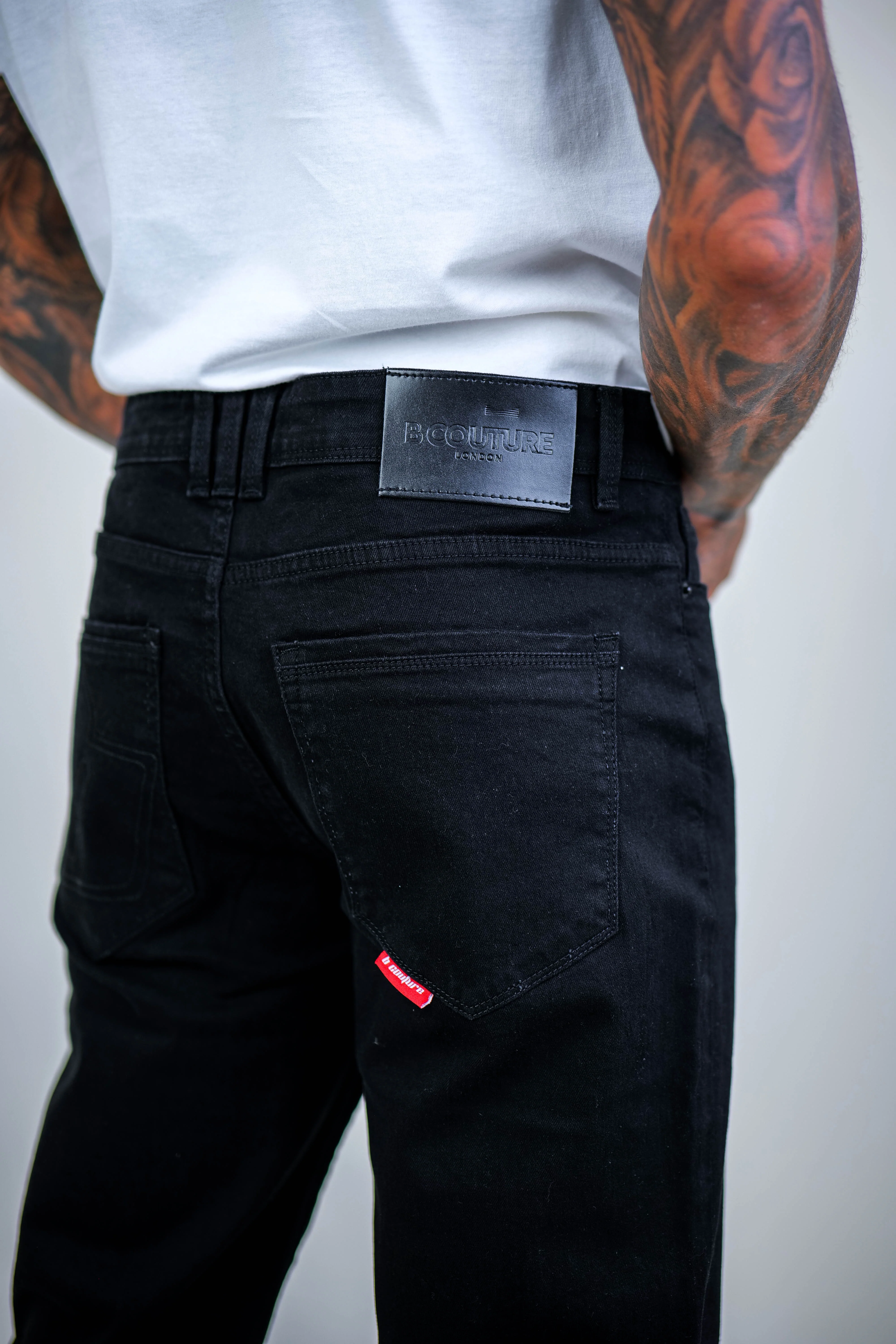 Beckenham Straight Fit Stretch Denim Jeans - Black - Image 3