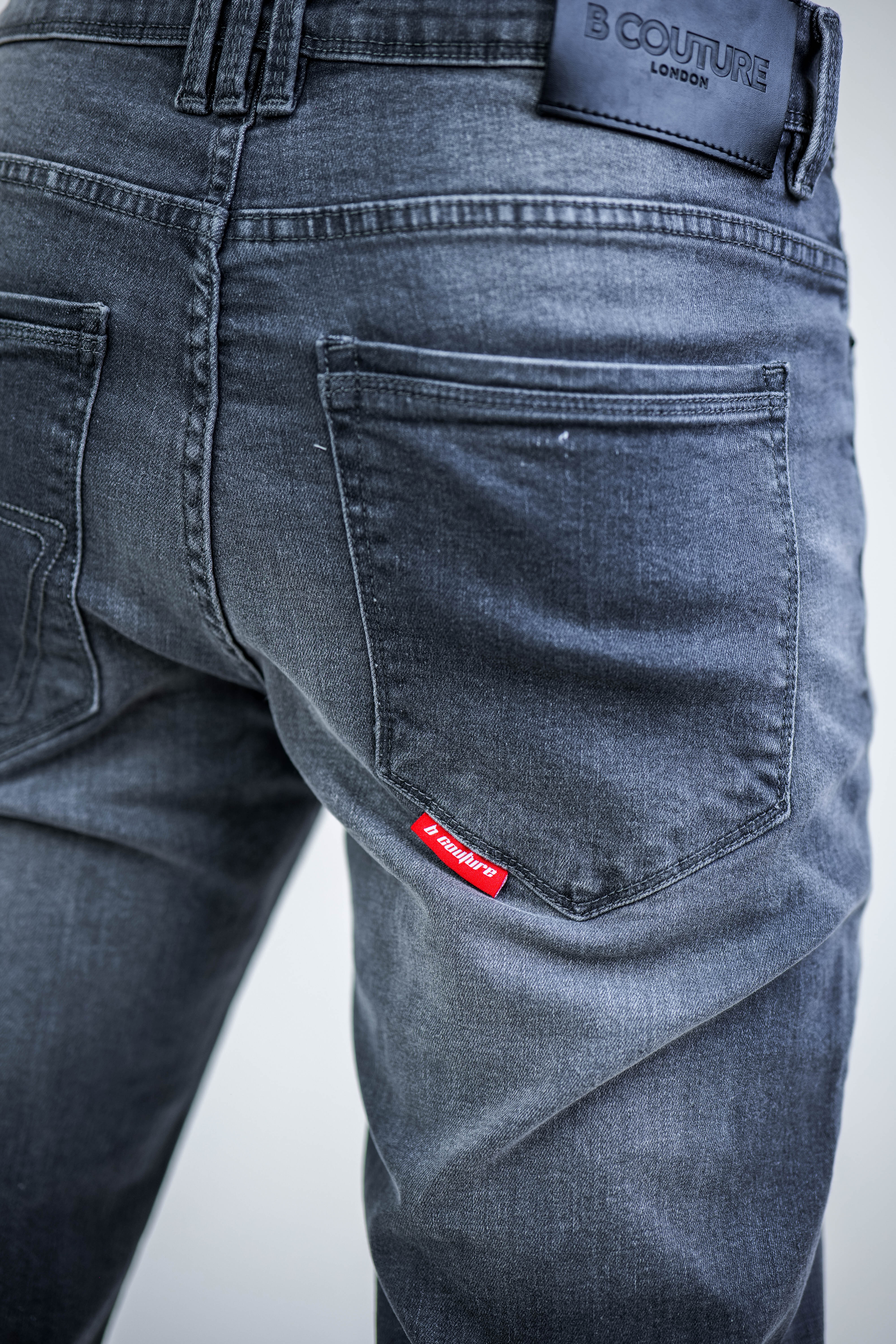 Beckenham Straight Fit Stretch Denim Jeans - Grey - Image 3