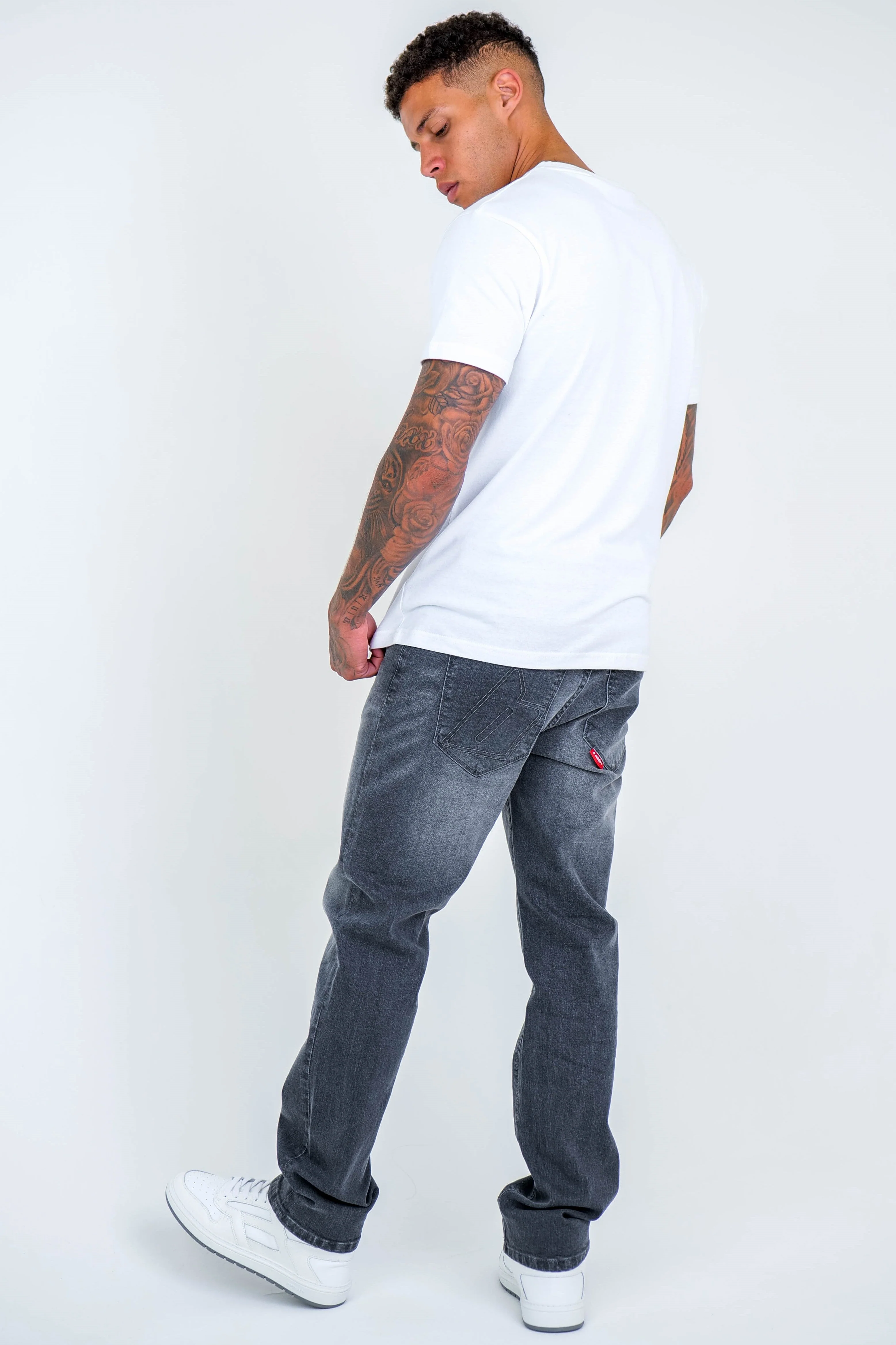 Beckenham Straight Fit Stretch Denim Jeans - Grey - Image 4