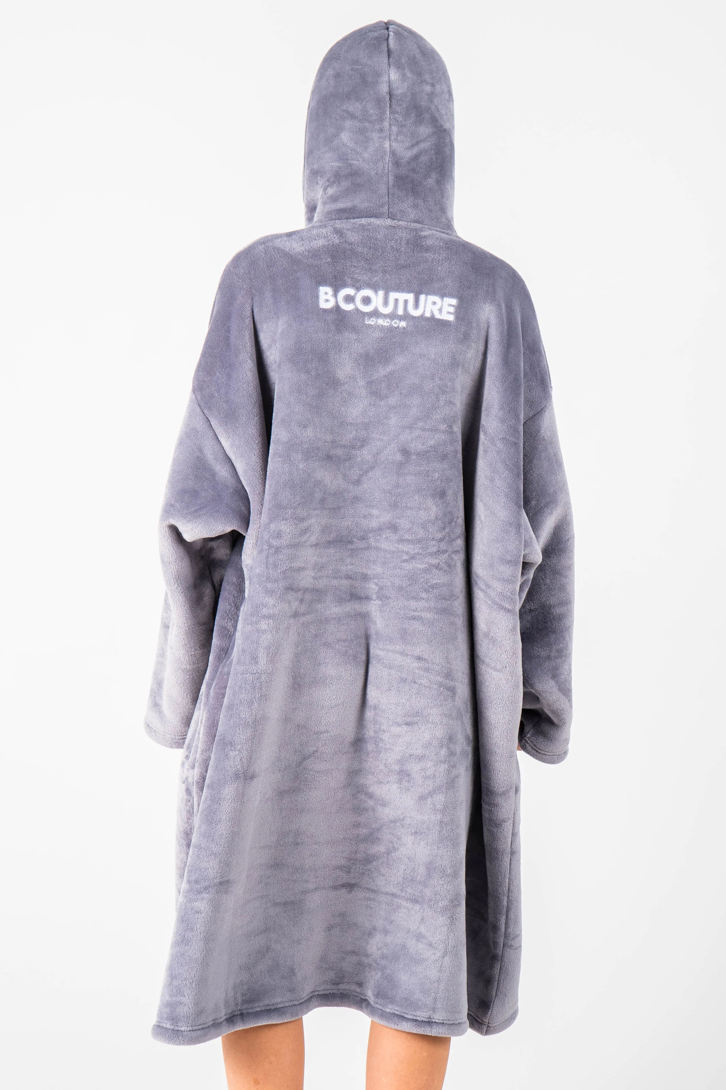 Bishopsgate Double Weight Fleece Blanket Hoodie - Grey - Image 4