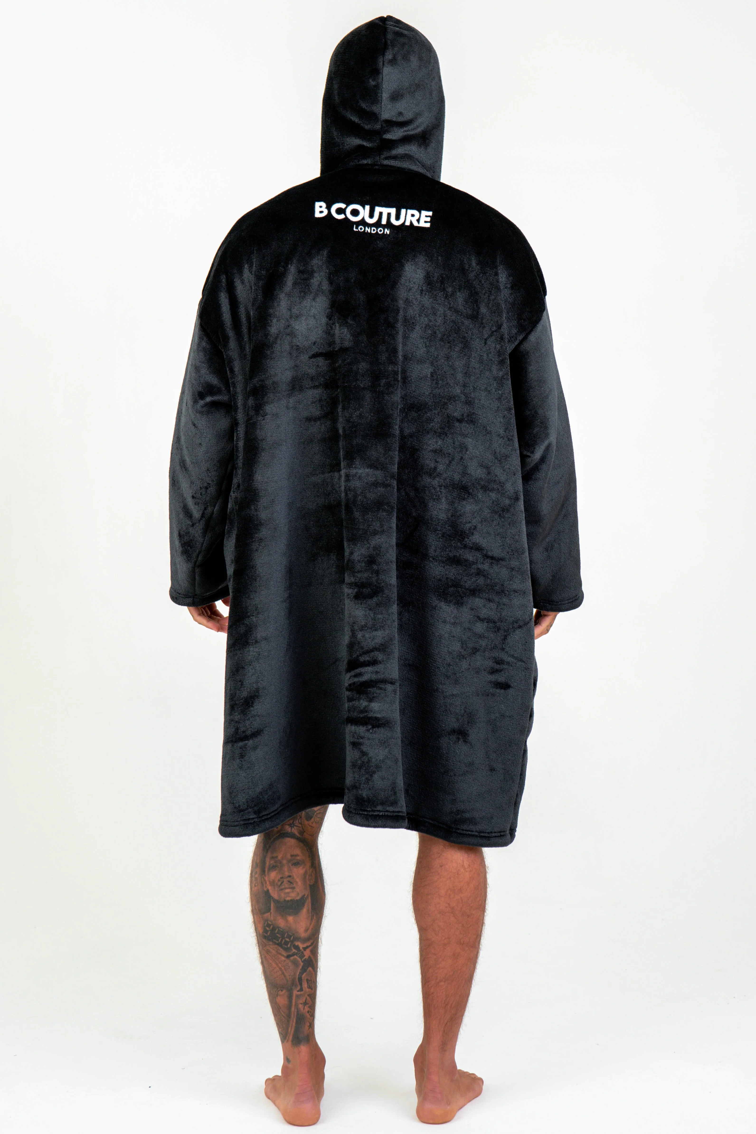 Brunswick Double Weight Fleece Blanket Hoodie - Black - Image 5