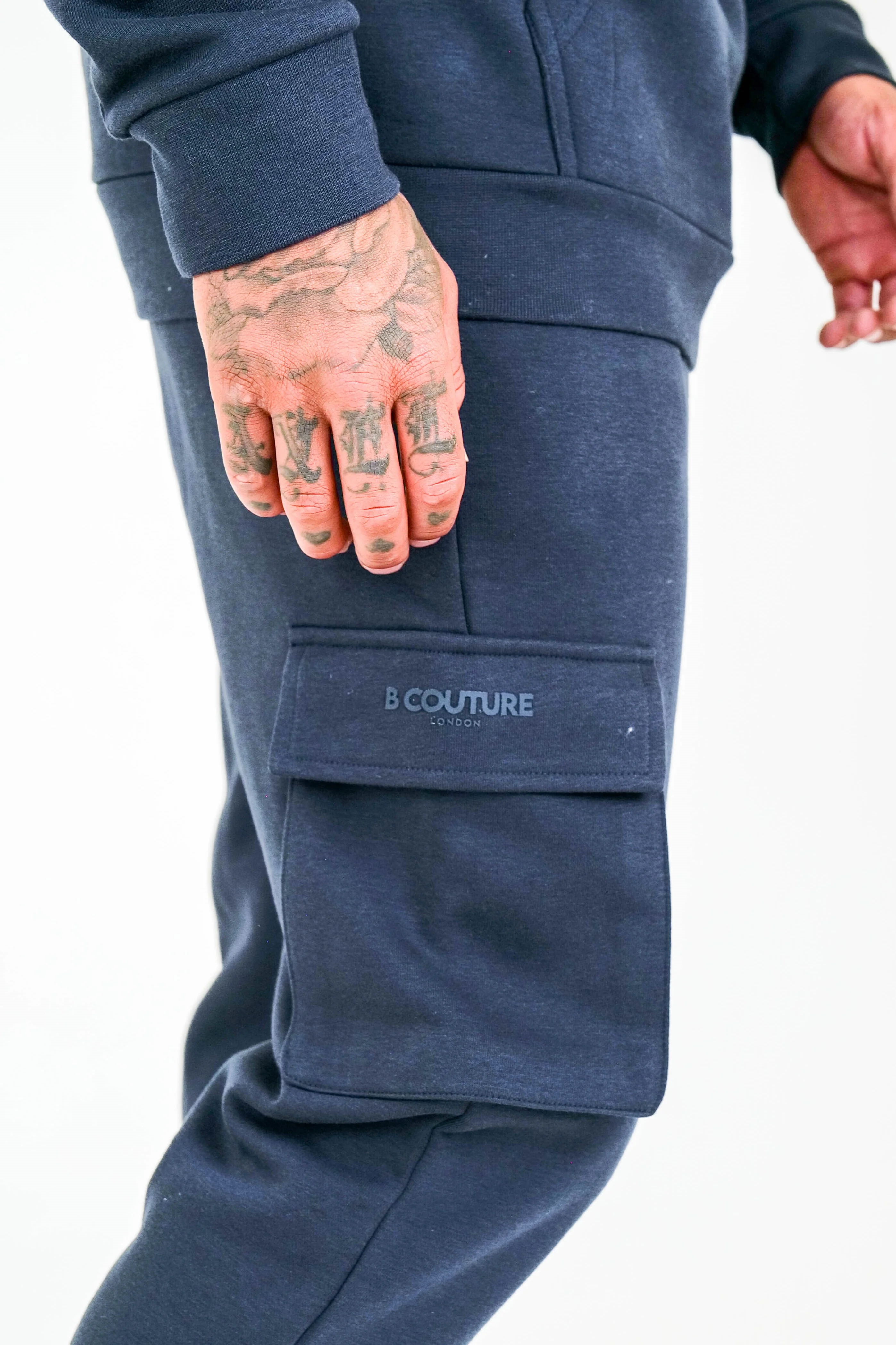 Compton Street Cargo Fleece Tracksuit - Navy - Image 4