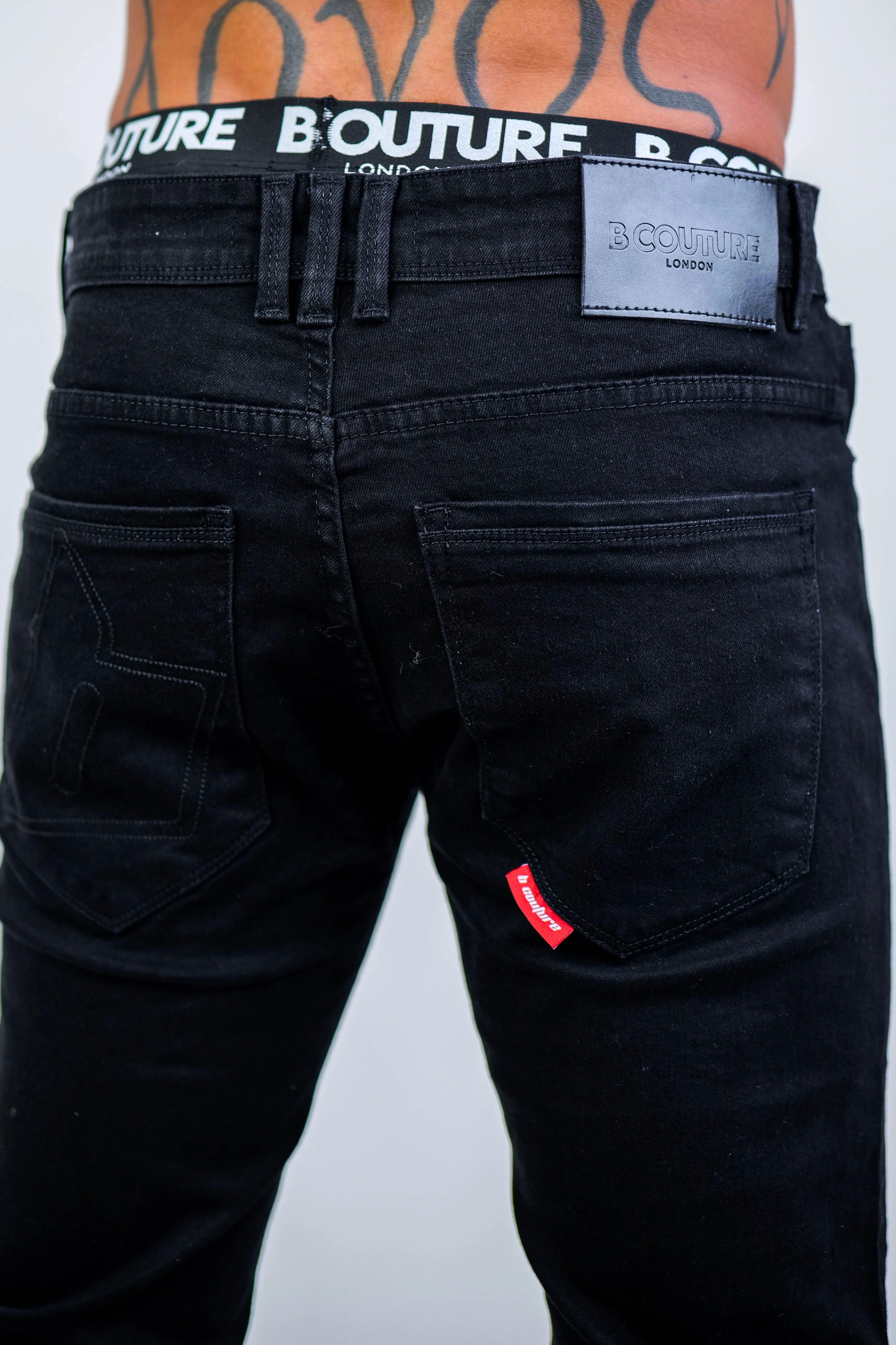 Farnfield Taper Fit Stretch Denim Jeans - Black - Image 3