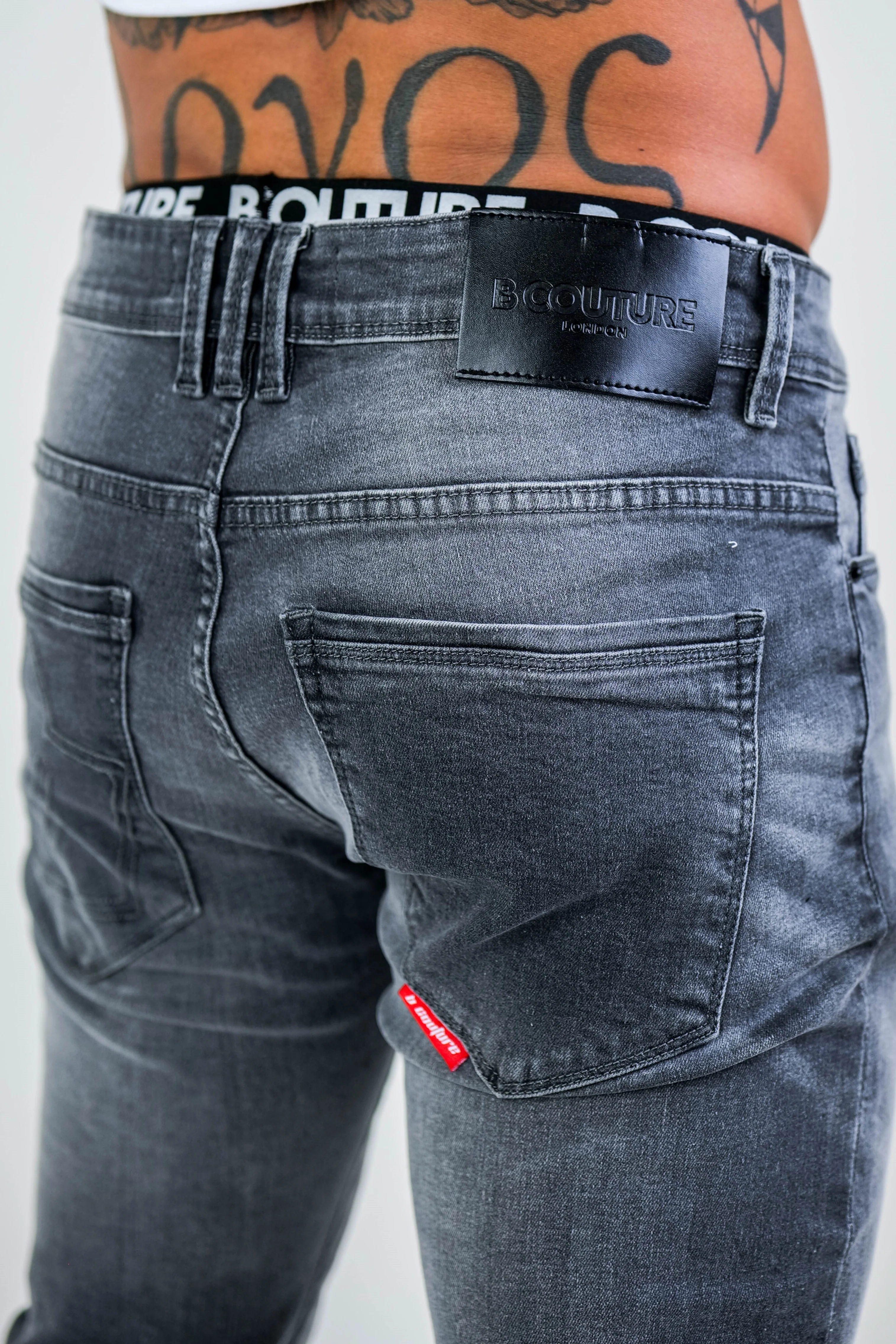 Farnfield Taper Fit Stretch Denim Jeans - Grey - Image 3