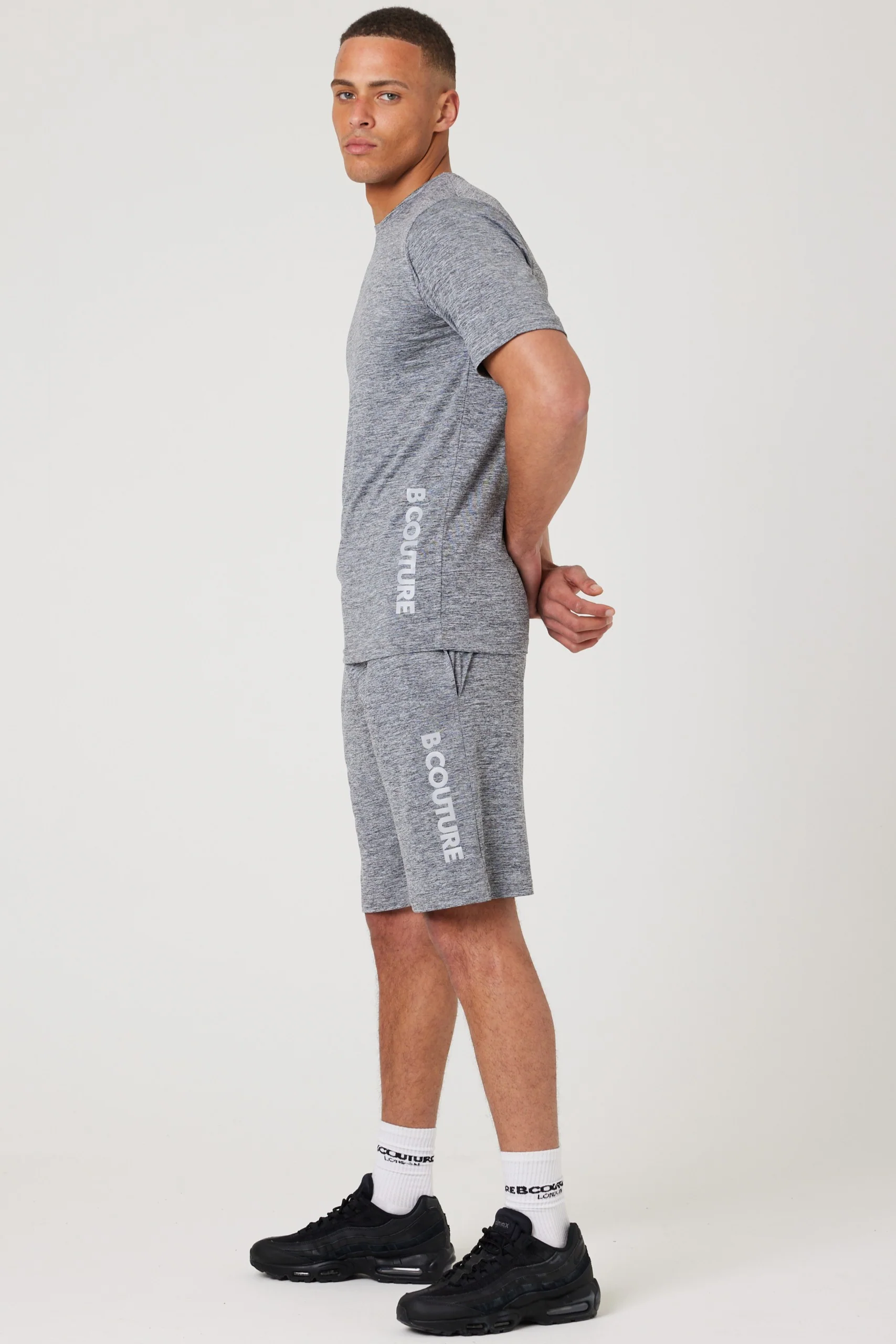 Moreton Gym Shorts, Quarter-Zip Top & T-Shirt Set - Grey - Image 3