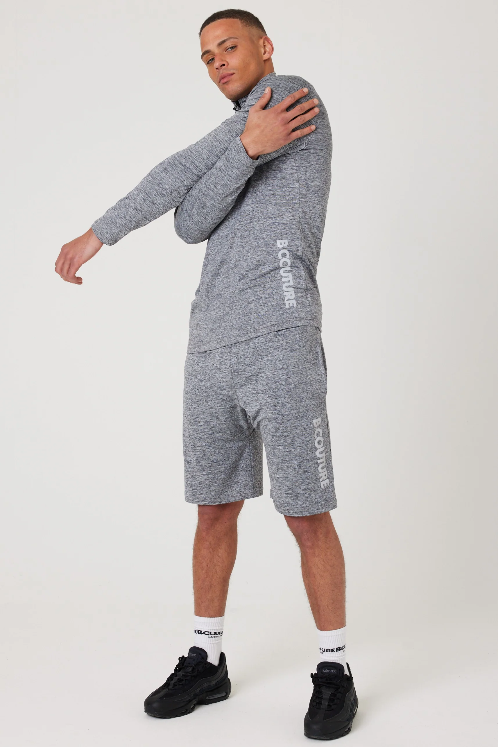 Moreton Gym Shorts, Quarter-Zip Top & T-Shirt Set - Grey - Image 6