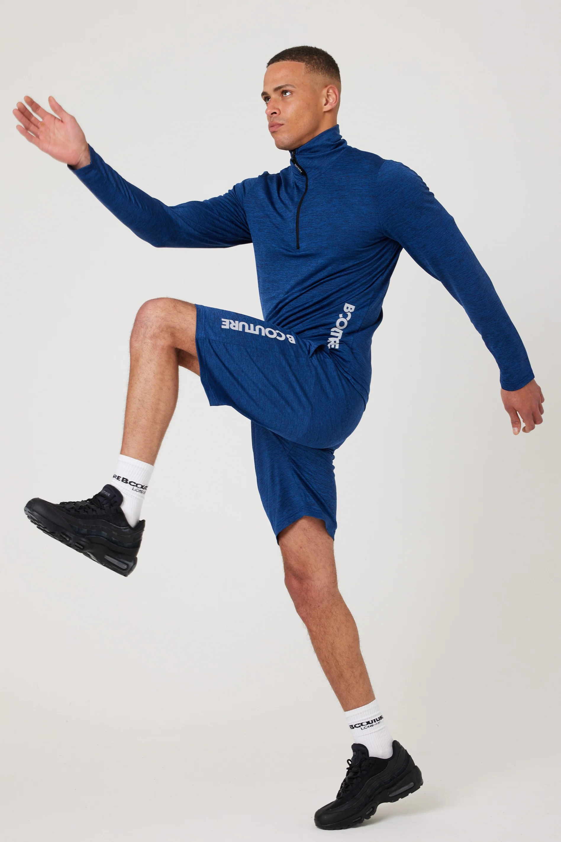 Moreton Gym Shorts, Quarter-Zip Top & T-Shirt Set - Navy - Image 3