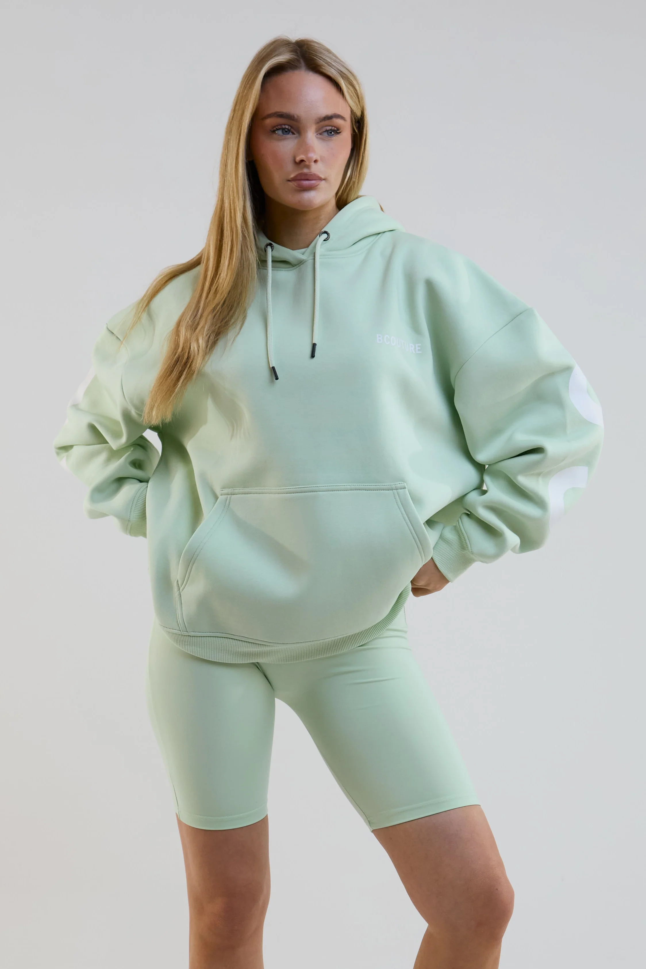 VXN Cycling Shorts, Hoodie & T-Shirt Set - Pale Green - Image 3